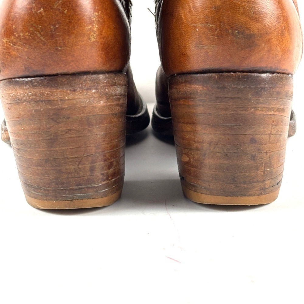 vtg FRYE Black Label Brown Leather Campus Boots Western Tall Block Heel Womens 8 - Picture 6 of 9